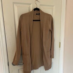 Tan Open Front Cardigan